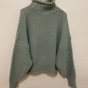 H&M Funnel Neck Chunky Knit Seafoam Green Sweater - Size Small